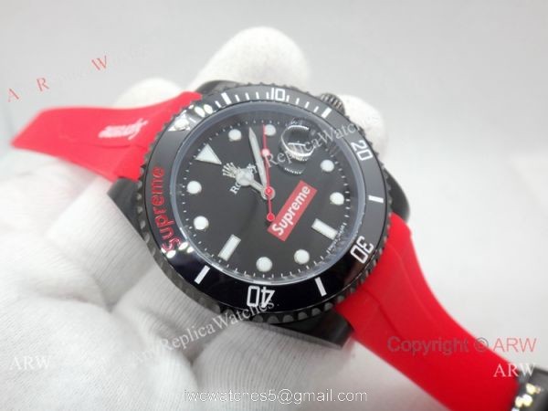 Rolex Supreme limited edition Red Rubber Strap Copy Watch 40mm 1