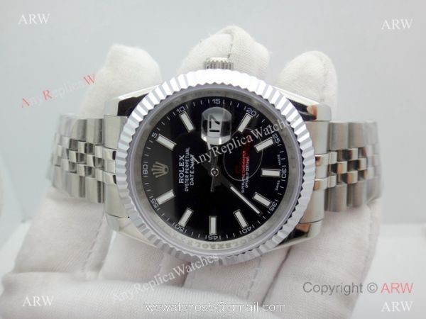 Copy Rolex Datejust Jubilee Stainless Steel Black Dial 40mm Watch 1