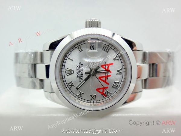 Copy Rolex Datejust Oystersteel Ladies Watch Silver Roman Dial 1