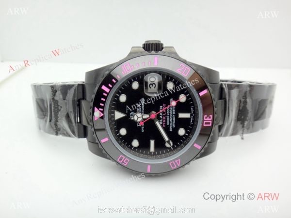 Pink Rolex Submariner PINK LADY Black Ceramic Watch / Rolex Blaken Replica 1