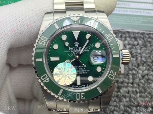 AJ Factory A7 Version Submariner Rolex Hulk Replica Watch Ss Green Ceramic 1