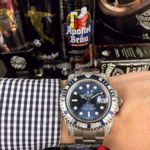 Submariner Rolex Rainbow Replica Watch Stainless Steel D-Blue Dial Asia 8215 Movement 1