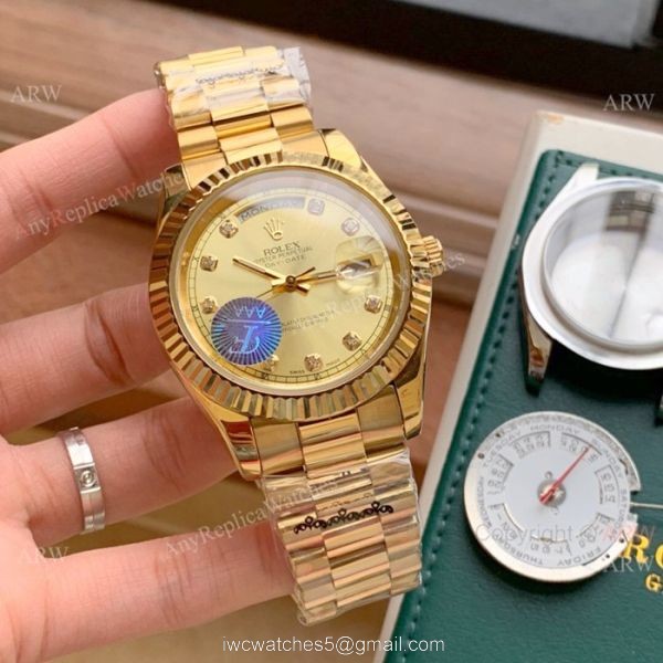 Copy Rolex Day Date 2 41mm watches Rose Gold President White Dial 1