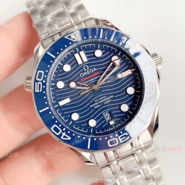 (OM) Omega Seamaster Diver 300M Master James Bond Watch Replica / SS Blue Dial 1