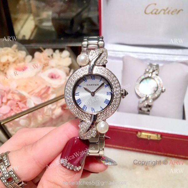 Copy Cartier Women Watch Stainless Steel Sapphire glass Swiss Quality 1