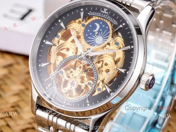 Copy Jaeger Lecoultre Skeleton Moon Phase Two Tone Rose Gold Watch 1