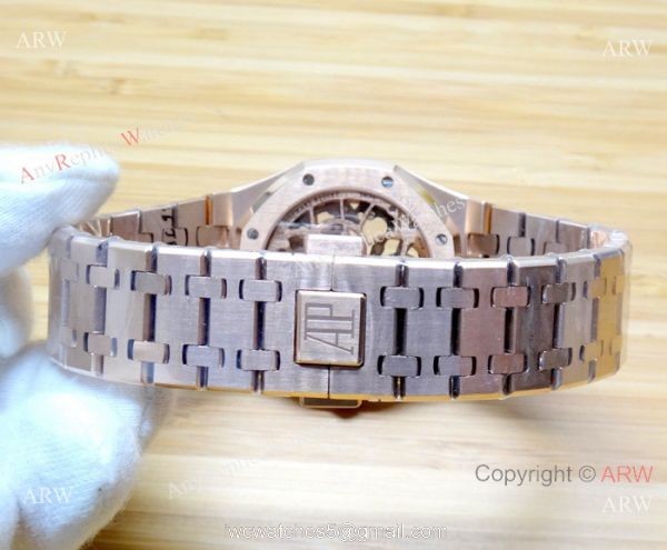 JF Fake Audemars Piguet Royal Oak Rose Gold Skeleton Watch 1