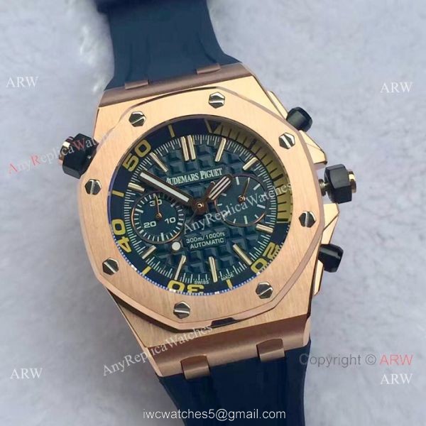 Japan Grade Royal Oak Offshore Diver Chronograph Watch Rose Gold Black Face 42mm 1