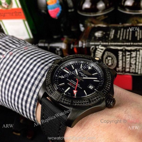 AAA Replica Breitling Avenger II GMT Diamond Bezel All Black Wrist 1