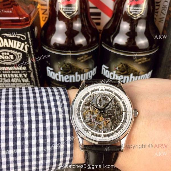 High Quality Copy Jaeger LeCoultre Stainless Steel Skeleton Dial Watches 1