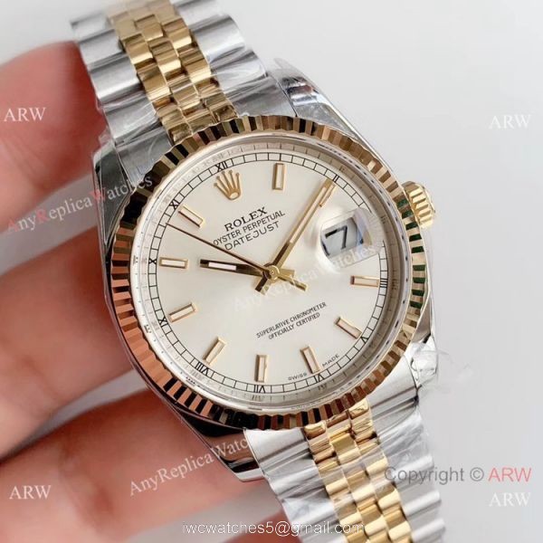 Copy Rolex Datejust 36mm Two Tone 904L Watch from AR Rolex Factory 1
