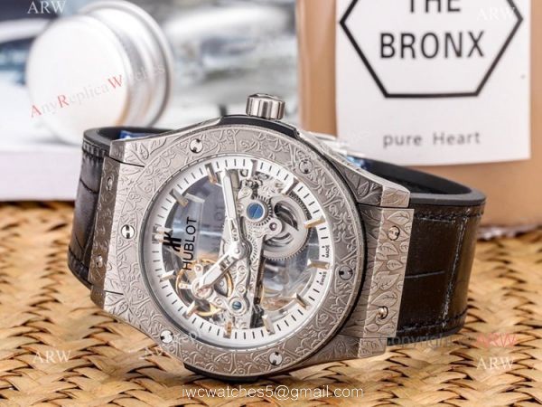 Copy Hublot Classic Fusion Tattoo Wristwatch Black Gummy Strap 1