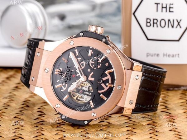 Fake Hublot Classic Fusion Rose Gold Skeleton Wristwatch 45mm 1