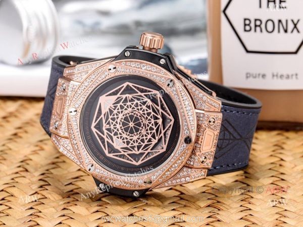 2019 Replica Hublot Big Bang Sang Bleu Iced Out Rose Gold Watches 1