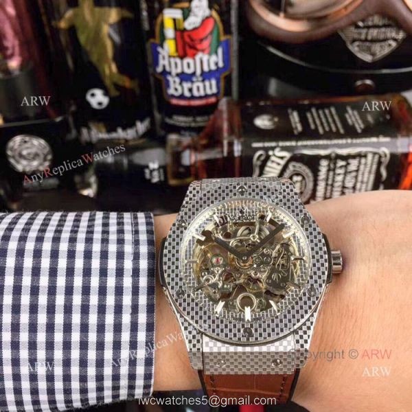 Copy Hublot Classic Fusion Watches Skeleton Dial Black Rubber Strap 1