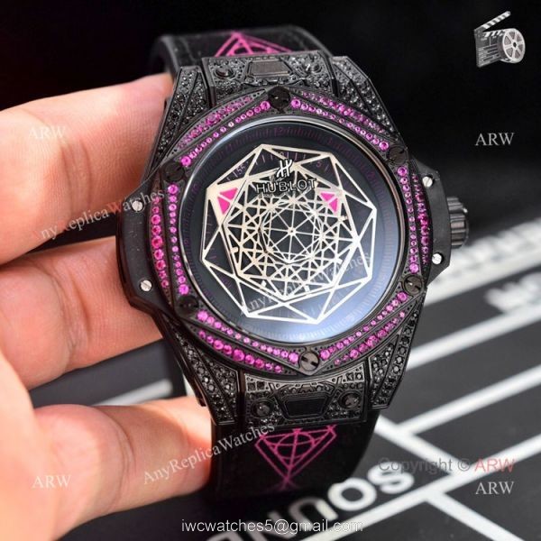 Hublot Big Bang Sang Bleu All Black Red 43mm Mens Watch Replica 1