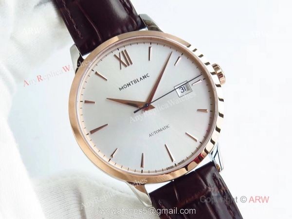 Montblanc AAA Watches Heritage Spirit 2824 Rose Gold Silver Dial Watch 1