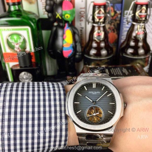 Best Copy Replica Patek Philippe Tourbillon Stainless Steel Black Dial Watches 40mm 1