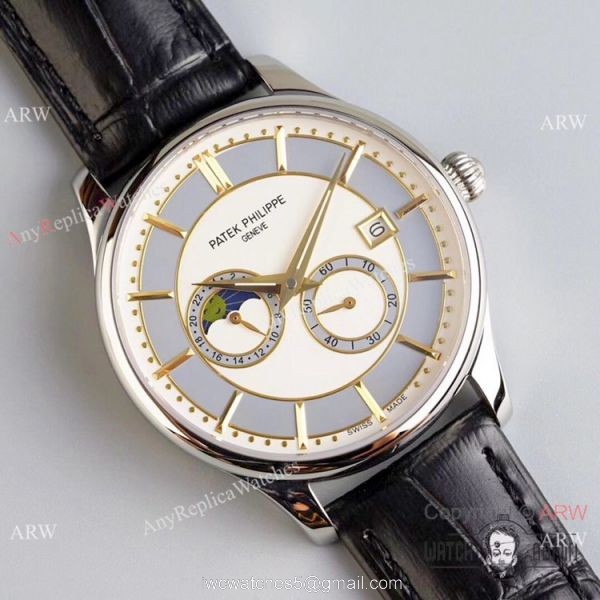 Grade 1A Replica Patek Philippe Moonphase White Dial Watch New Patek Philippe AAA 1