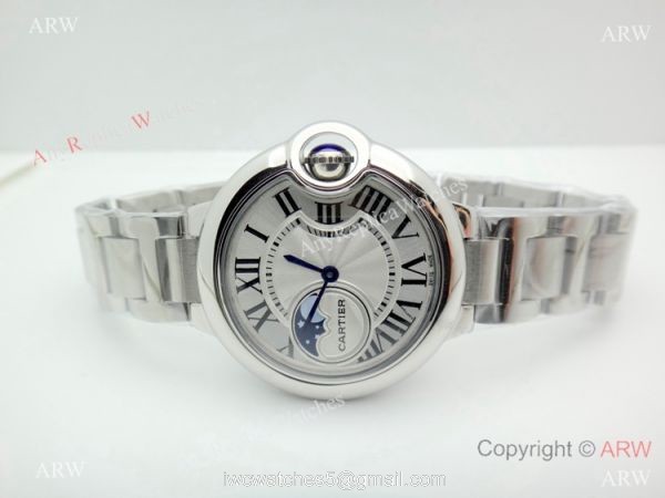 Copy Cartier Ballon Bleu Moonphase Watch Stainless Steel Sapphire crystal 1