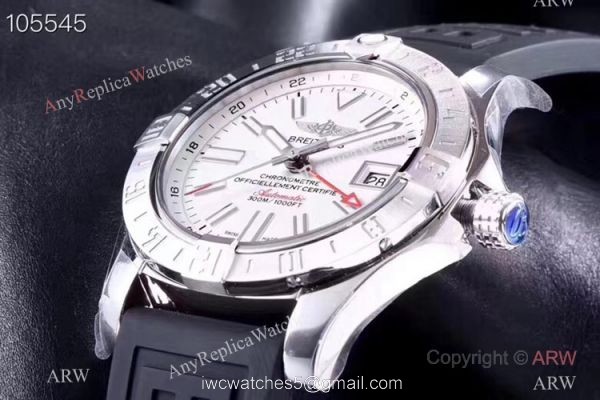 GF Factory Copy Breitling Avenger II GMT Watch SS Black Rubber Strap 1