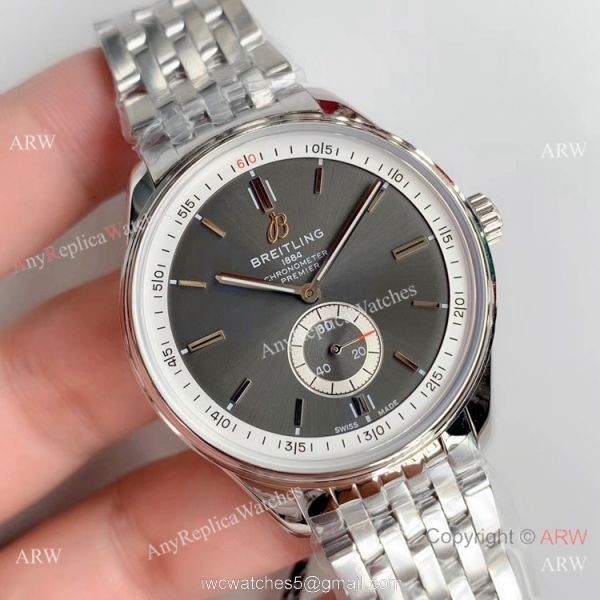 Swiss Replica Breitling Premier Men Watch Stainless Steel Grey Dial 1