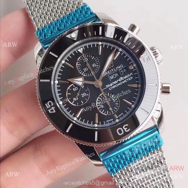GB Swiss Breitling Superocean Heritage 2 Daydate Watch SS Black Ceramic 1