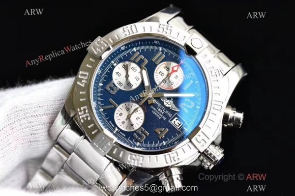 Swiss Grade Replica Breitling Super Avenger II 7750 Watch Stainless Steel Blue Face 1