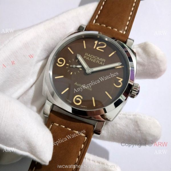 Best Copy Radiomir Panerai SS Brown Leather Strap Watch PAM 619 1