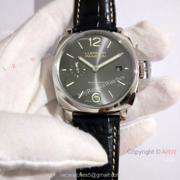 Replica Panerai PAM 904 Luminor DUE Watch SS Gray Face Green Marker 1