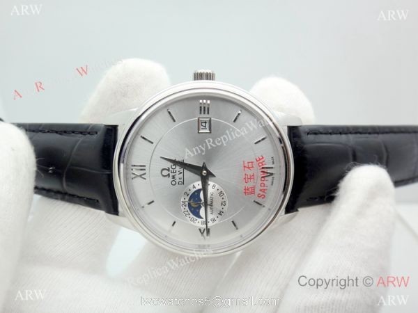 Replica Omega De Ville Moonphase Watch SS Silver Dial 1