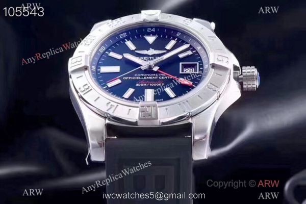 GF Replica Breitling Avenger II GMT SWISS 2836 Watch 43mm Black Face 1