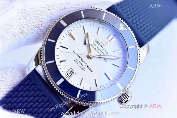 (GF) Swiss Breitling Superocean Heritage II B20 SS Blue Rubber Strap Watch 1