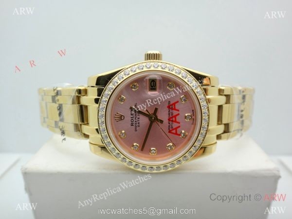 High Quality Rolex Masterpiece All Gold Pink Dial Watch 34mm 1