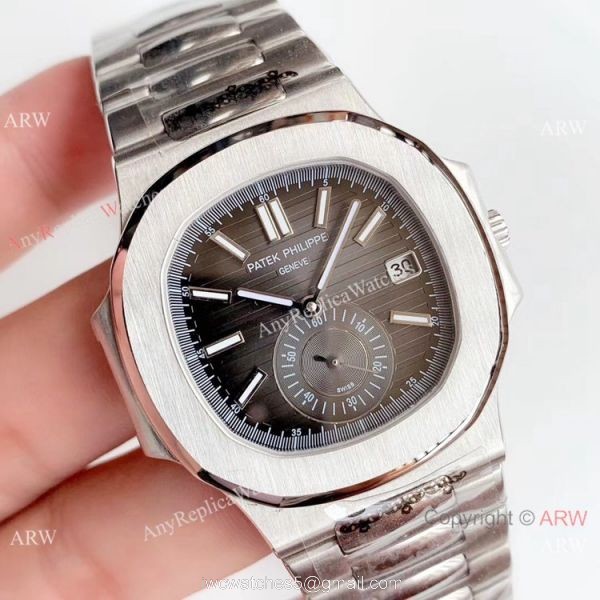 Swiss Grade 1 Copy Patek Philippe Nautilus Stainless steel Grey Face watch 40.5mm 1