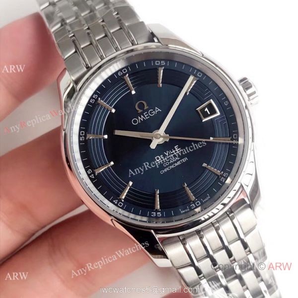 Swiss Grade Omega De Ville Hour Vision VSF 8500 Watch Stainless Steel Dark Blue Face 1