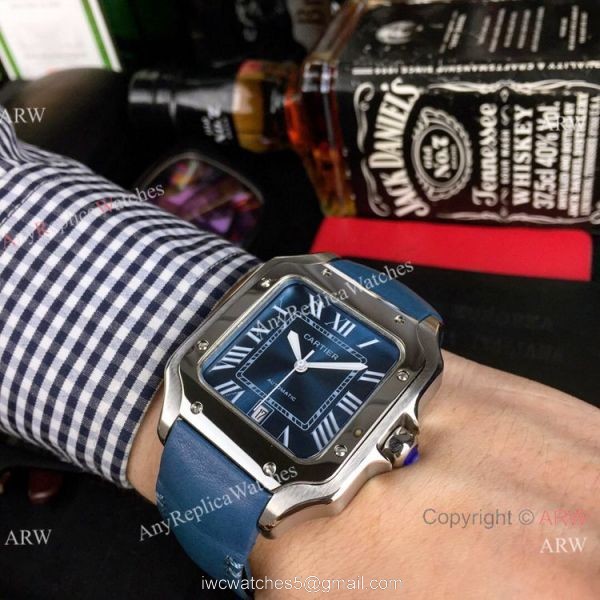 New Cartier Watches 2019 Santos de Cartier Blue Dial Automatic watch 1