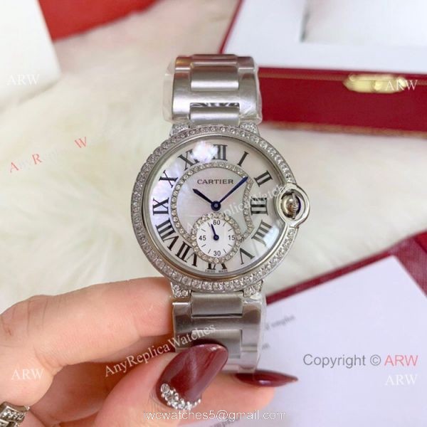 Ballon Bleu de Cartier 36mm Quartz Watches Rose Gold White MOP Dial 1