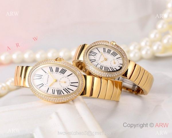 Best Quality Copy Cartier Baignoire Lovers Watch Rose Gold Black Dial 1