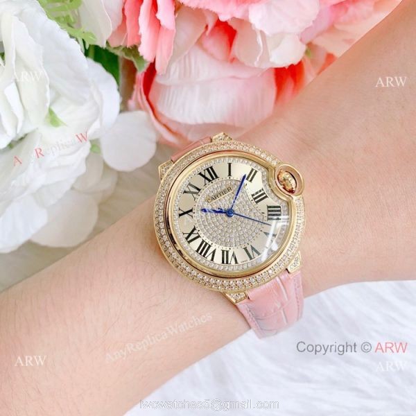 Best Quality Copy Cartier Ballon Bleu De Quartz Watch Yellow Gold Diamond 1