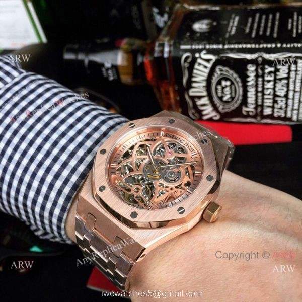 Audemars Piguet Royal Oak Skeleton Replica Watch Rose Gold Case 1