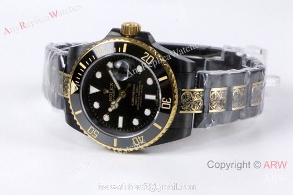 High Quality Rolex Submariner Black Face Two Tone Tattoo Watch 40mm 1