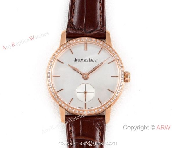 Swiss replica Audemars Piguet Jules Audemars Rose Gold Silver Face Watch GB Factory 1