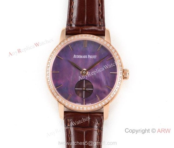 Super Clone Audemars Piguet Jules Audemars Swiss 3090 Watch Rose Gold Purple Dial 1