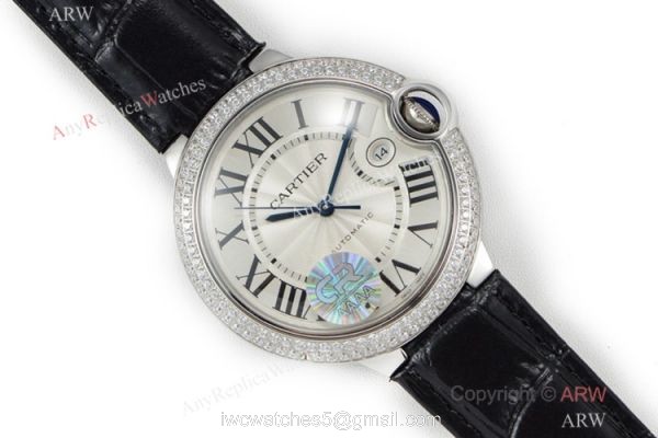 (CR) Ballon Bleu De Cartier Silver Dial Leather Strap 42mm Watch Swiss Grade 1 1
