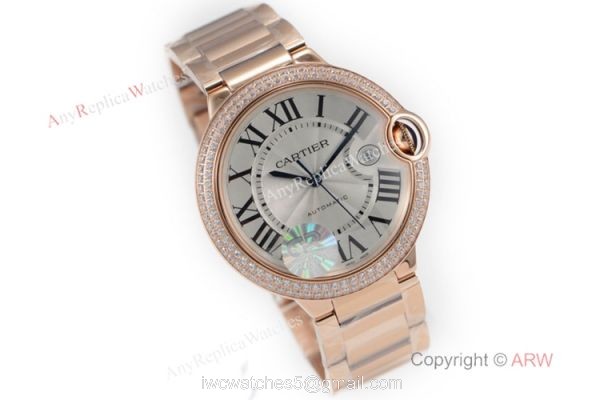(CR) Swiss Copy Cartier Ballon Bleu de 42mm Watch Rose Gold Diamond 1