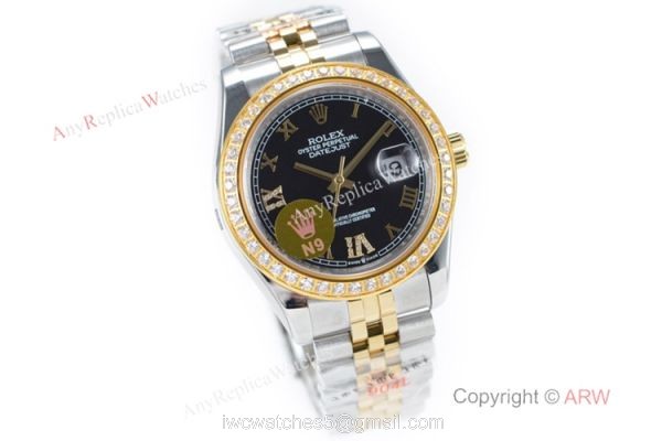 Swiss Grade 1 Rolex Datejust II 904L 2836 Watch 2-Tone Black Roman Dial 1