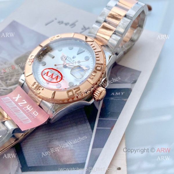 New Rolex Yachtmaster Rose Gold Replica Watch Silver Dial 1