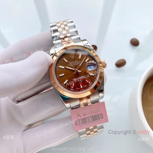 New Replica Rolex oyster perpetual Datejust Watch 2-Tone Rose Gold Black Dial 1