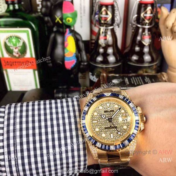 New Rolex GMT Master 2 Rainbow Bezel Yellow Gold Watch Any Watch Replica 1